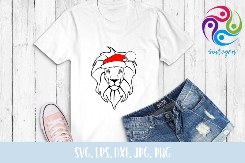 lion-with-christmas-santa-hat-svg-file