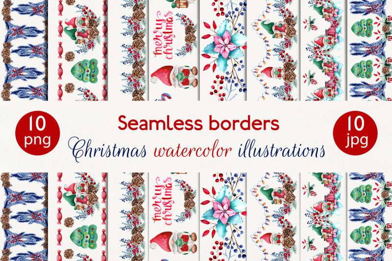 christmas-watercolor-seamless-borders