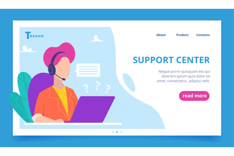 support-service-landing-web-business-page-person-speaking-phone-digit