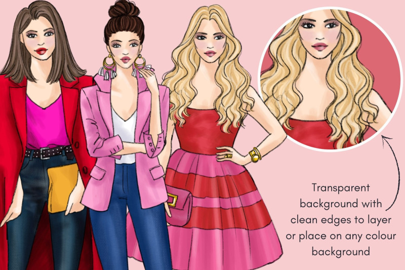 girls-in-red-amp-pink-2-light-skin-watercolor-fashion-clipart