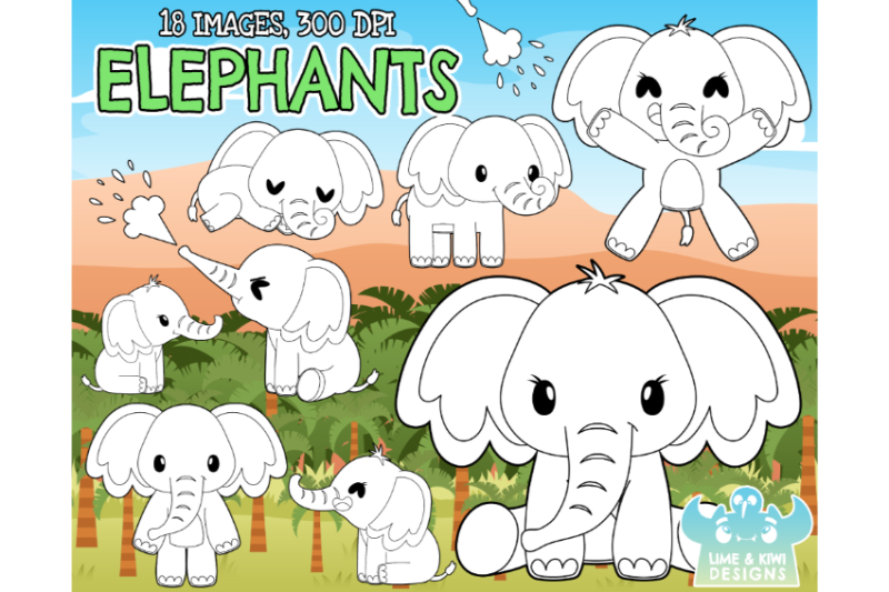 elephants-digital-stamps-lime-and-kiwi-designs