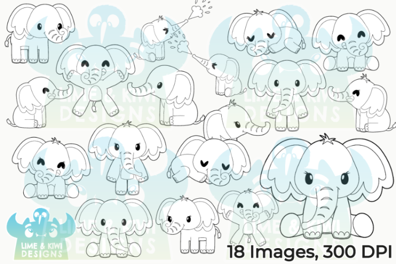 elephants-digital-stamps-lime-and-kiwi-designs