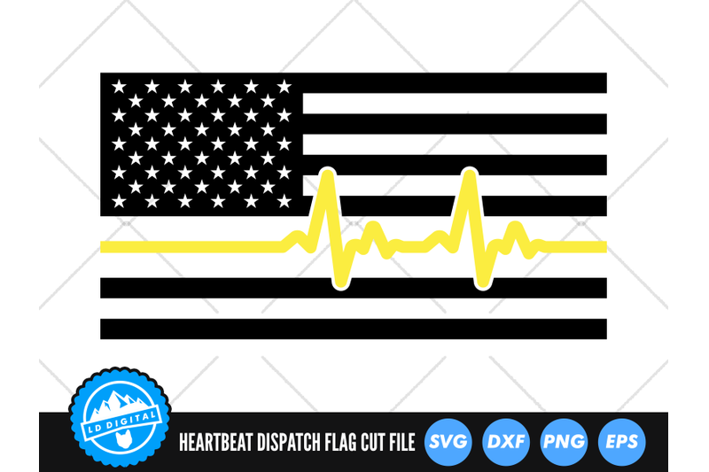 dispatch-flag-heartbeat-line-svg-thin-yellow-line-cut-file