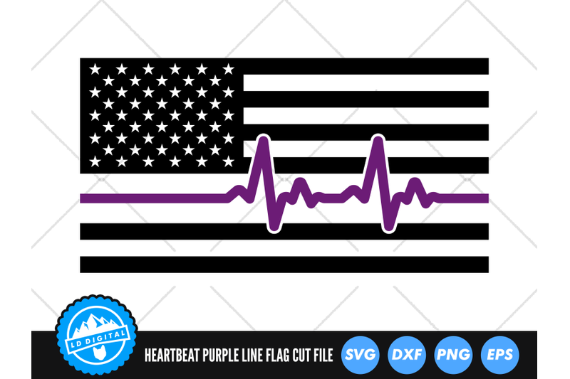 security-flag-heartbeat-line-svg-thin-purple-line-cut-file