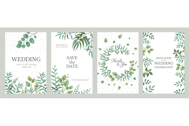 wedding-greenery-posters-elegant-floral-frames-rustic-vintage-border