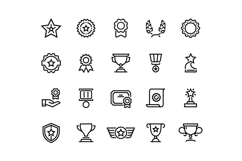 award-line-icons-winner-reward-trophy-medal-and-competition-medal-p