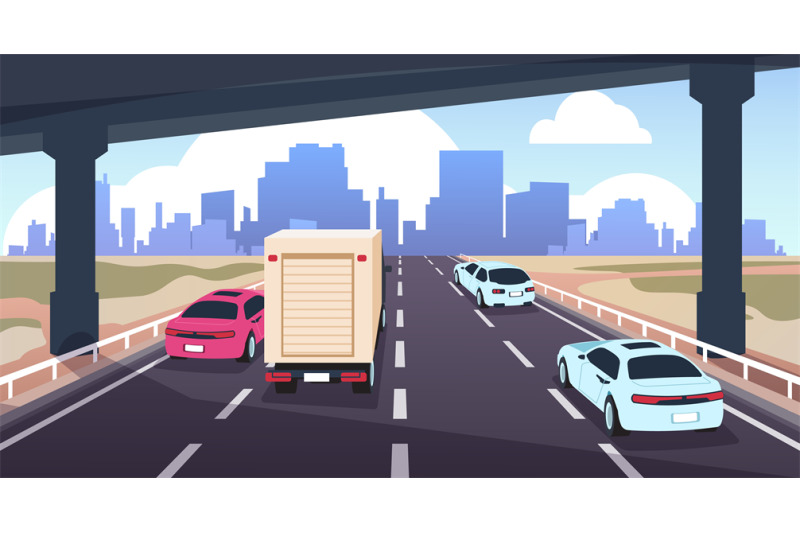 cartoon-highway-traffic-road-to-city-with-cars-nature-landscape-and