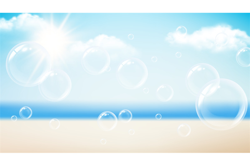 transparent-bubbles-summer-vacation-background-beach-ocean-sun-day