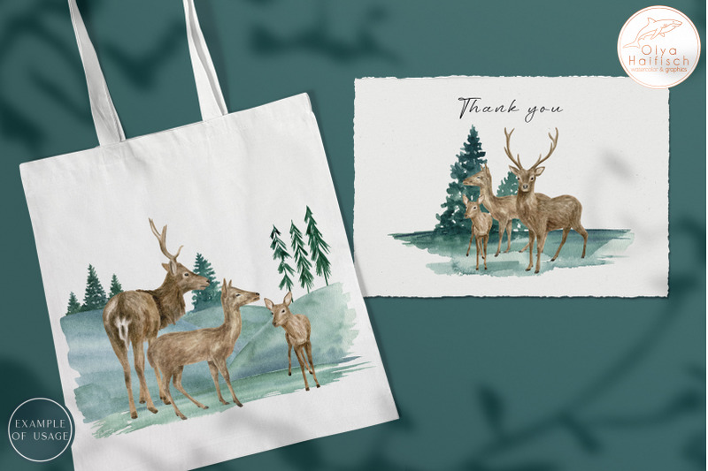 watercolor-deer-family-clipart-woodland-animals-compositions-png