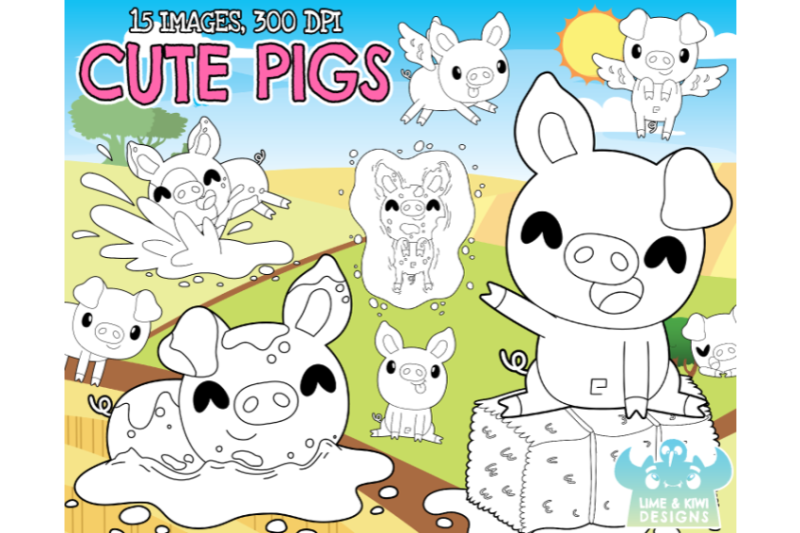 cute-pigs-digital-stamps-lime-and-kiwi-designs