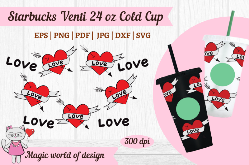 valentine-red-heart-with-arrow-for-starbucks-cold-cup-24-oz