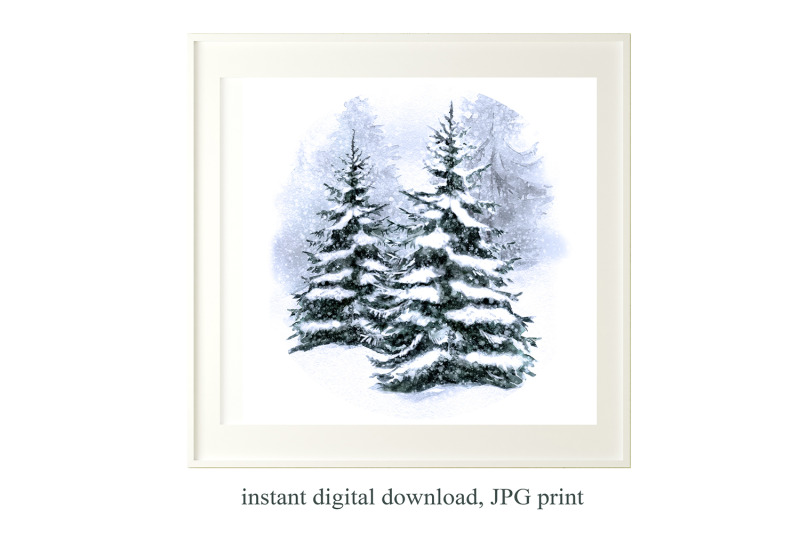 snowy-forest-wall-art-christmas-trees-wall-art-winter-forest