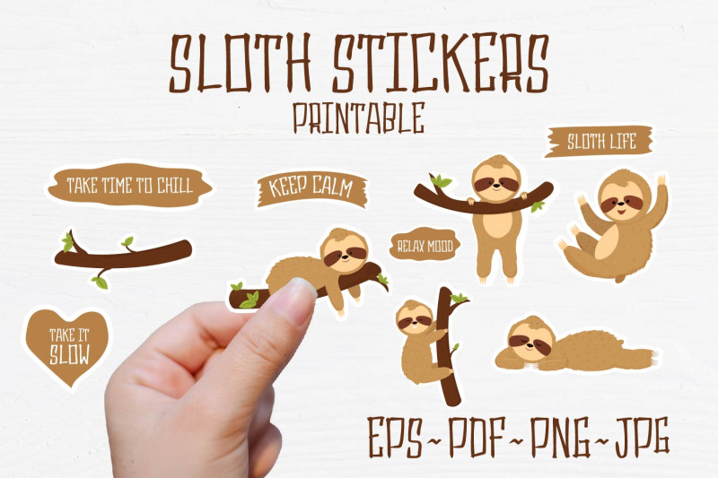 sloth-printable-sticker-collection-png-pdf