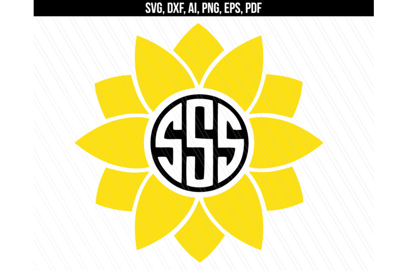 sunflower-svg-sunflower-monogram-svg-flower-monogram-svg