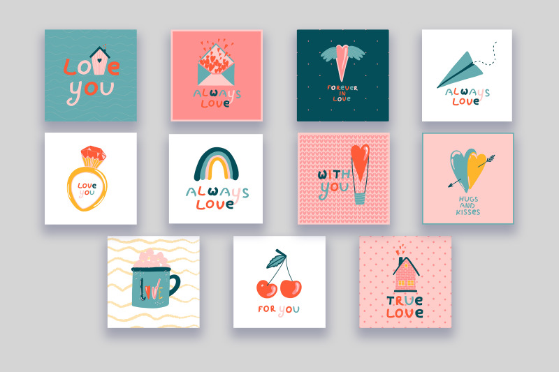 the-cutest-set-of-cards-with-love-lettering-eps-ai-png-jpeg