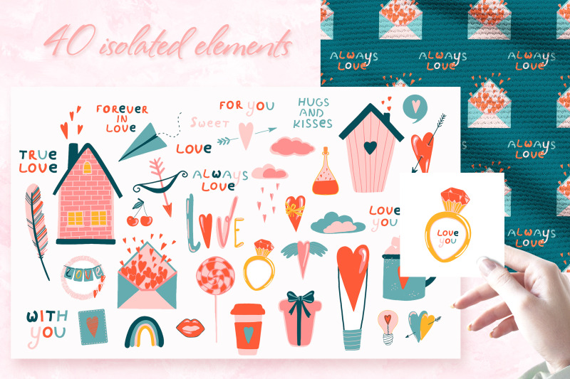 sticker-pack-with-love-symbols-and-lettering