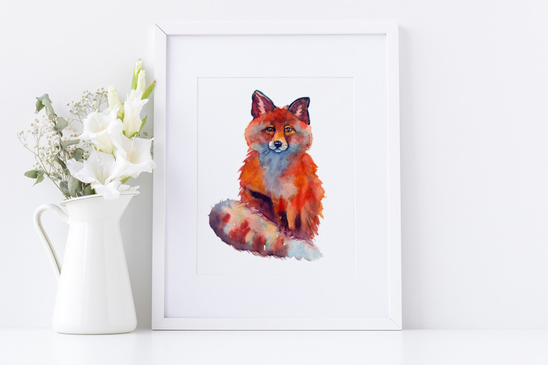 squirrels-and-foxes-watercolor-forest-clipart