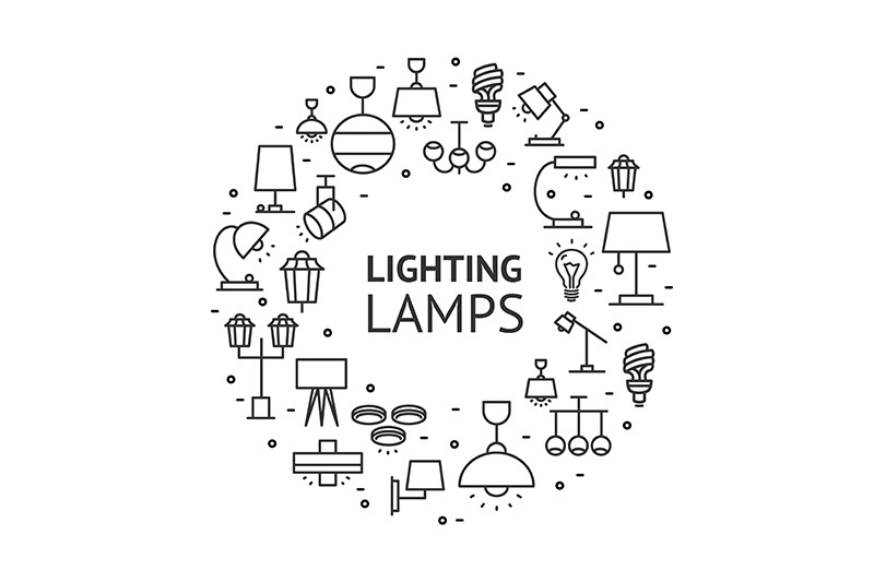 lamp-lighting-round-design-template-thin-line-icon-banner-vector