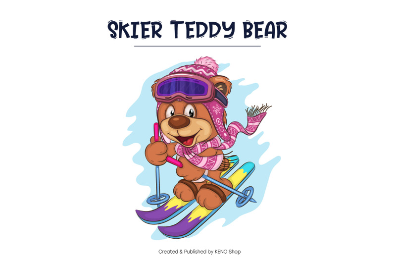 cartoon-teddy-bear-skier