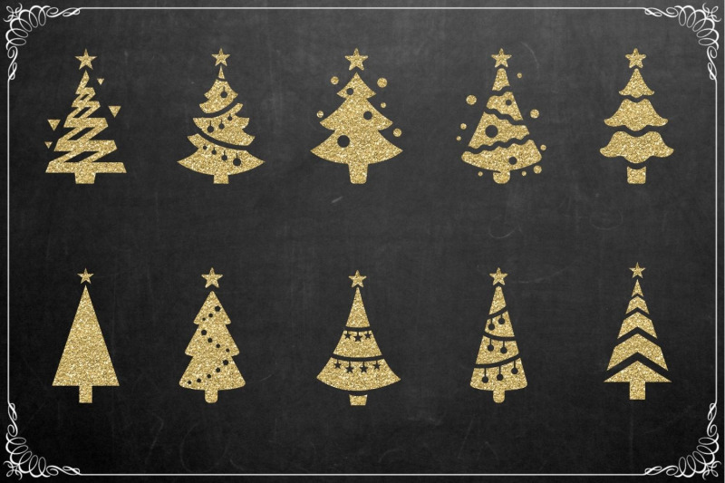 gold-glitter-christmas-trees