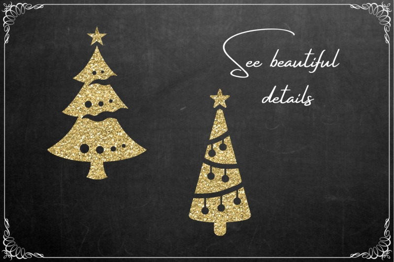 gold-glitter-christmas-trees