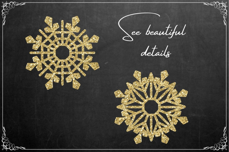 42-gold-glitter-snowflakes-collection