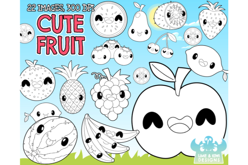 cute-fruit-digital-stamps-lime-and-kiwi-designs