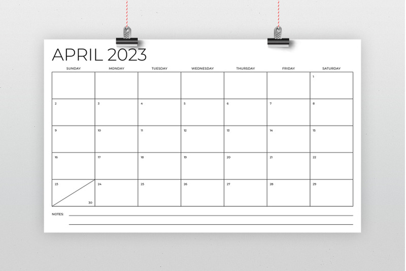 2023 8.5 x 14 Inch Calendar Template By Running With Foxes | TheHungryJPEG