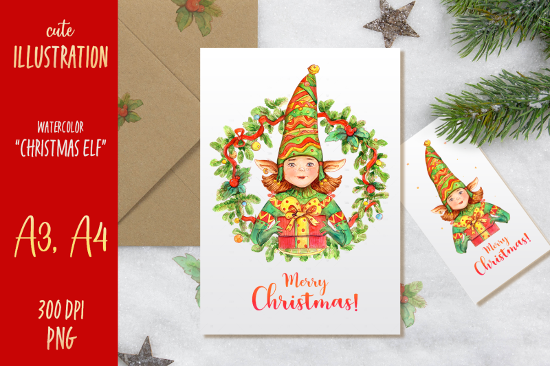 christmas-elf-watercolor-illustration-png-a3-a4