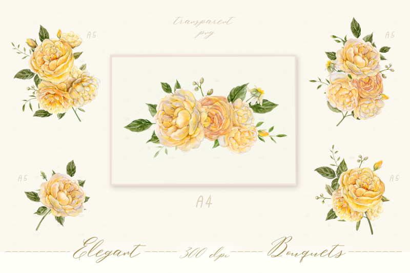 vintage-watercolor-bundle-of-realistic-yellow-roses