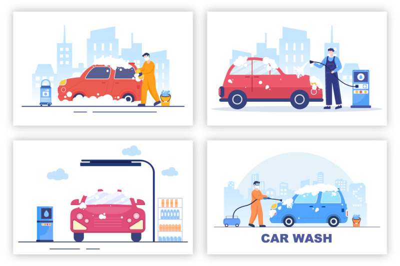 15-car-wash-service-flat-design-illustration