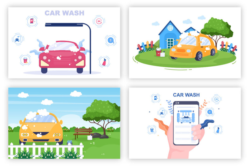 15-car-wash-service-flat-design-illustration