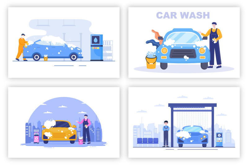 15-car-wash-service-flat-design-illustration