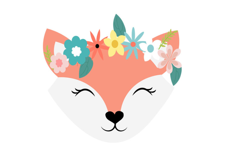 fox-face-svg-with-flowers-cute-fox-svg-fox-clip-art-fox-svg-design