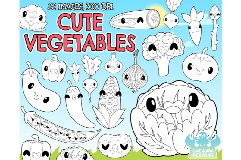 cute-vegetables-digital-stamps-lime-and-kiwi-designs