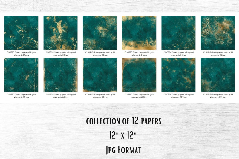 emerald-green-and-gold-papers-12-designs