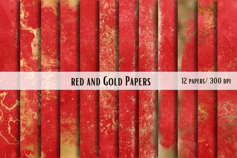 watercolor-red-and-gold-papers