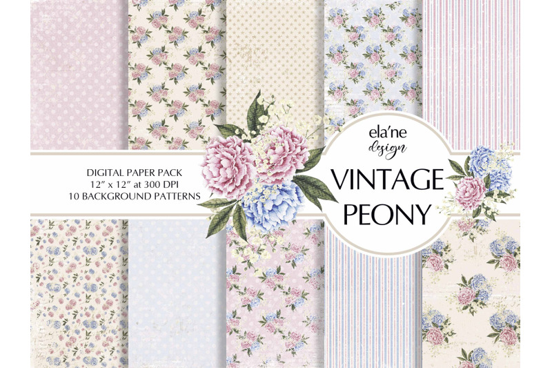 vintage-peony-digital-paper-pack