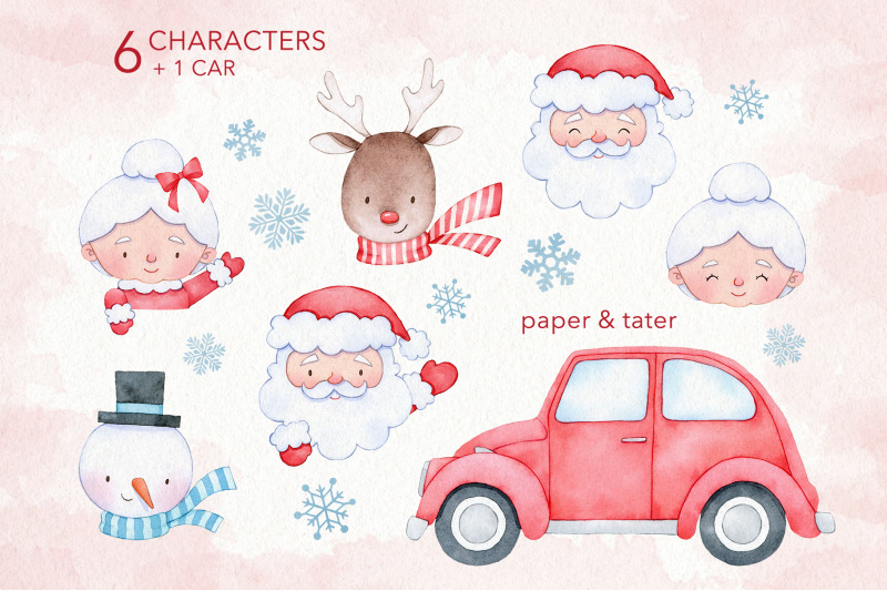 watercolor-santa-cars-clipart-side-view-christmas-vehicles-png