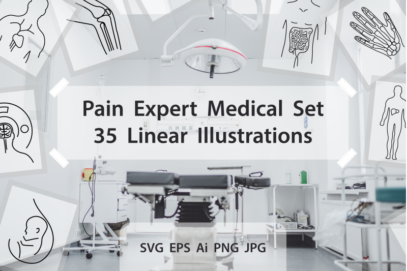 pain-expert-medical-set-35-linear-illustrations