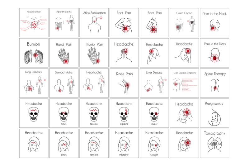 pain-expert-medical-set-35-linear-illustrations