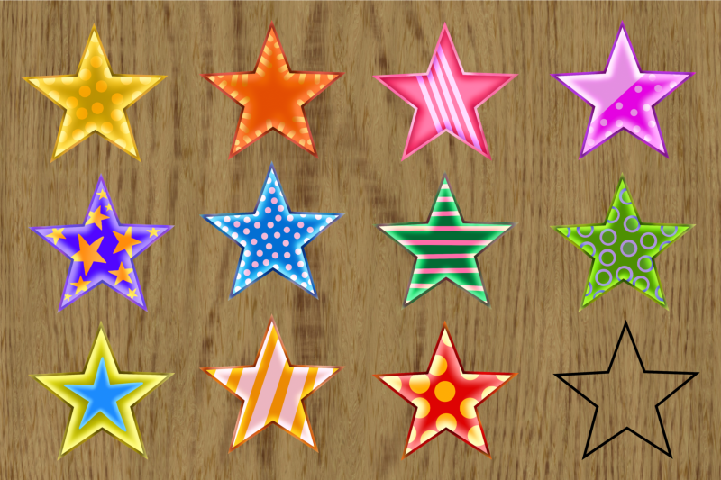 funky-colorful-patterned-night-star-shapes