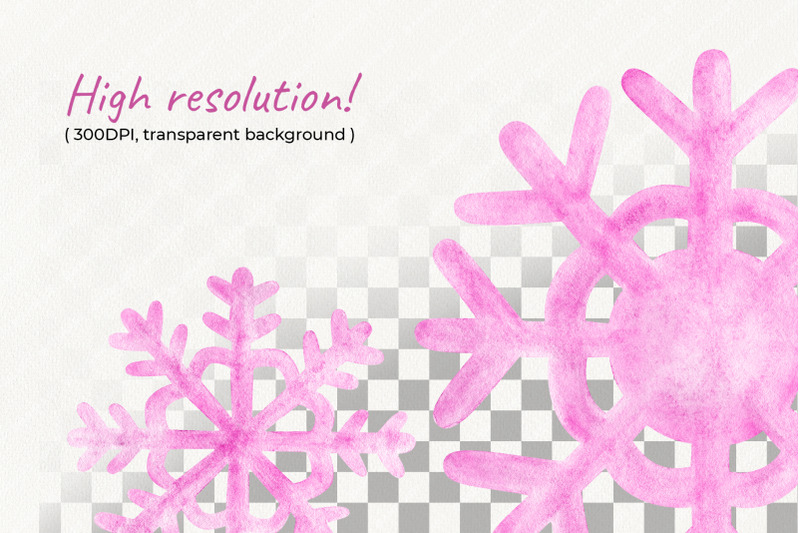 cute-pink-snowflakes-watercolor-illustrations