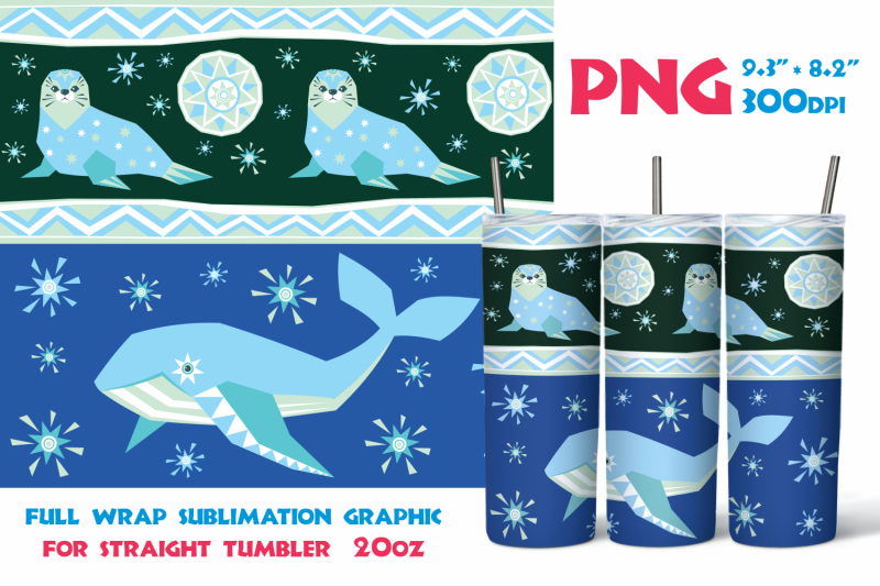 seal-and-whale-straight-tumbler-20oz-christmas-sublimation