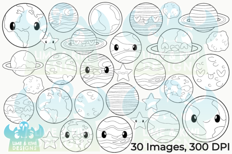 solar-systems-planets-digital-stamps