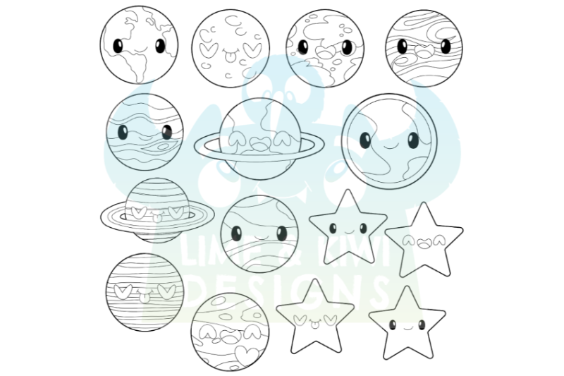 solar-systems-planets-digital-stamps