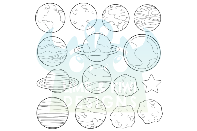 solar-systems-planets-digital-stamps