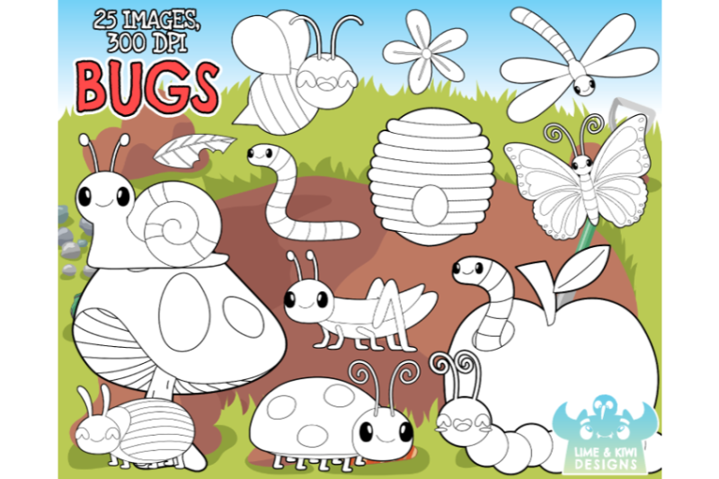bugs-digital-stamps-lime-and-kiwi-designs