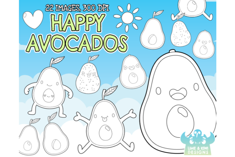 happy-avocados-digital-stamps-lime-and-kiwi-designs