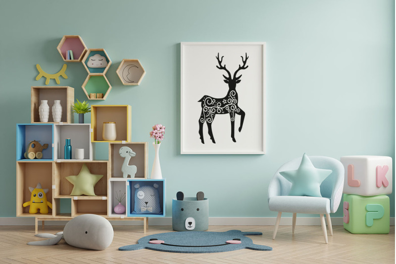 deer-silhouette-with-ornament-svg